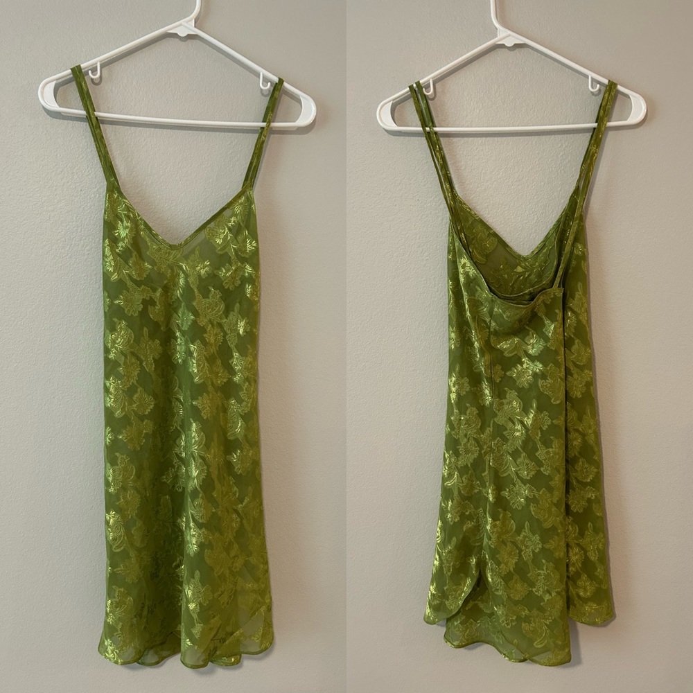 Vintage Morgan Taylor Intimates Green Fairy Slip Dress - L